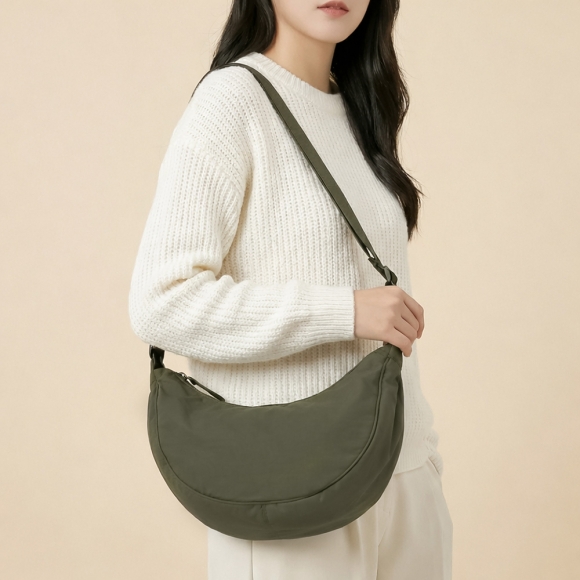 데일리 반달 크로스백(카키)