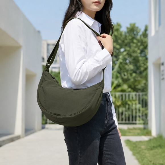 데일리 반달 크로스백(카키)