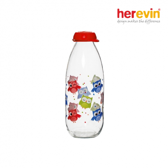 [튀르키예 헤르빈] 부엉이 유리물병 1L (레드캡)