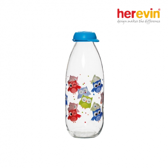 [튀르키예 헤르빈] 부엉이 유리물병 1L (블루캡)