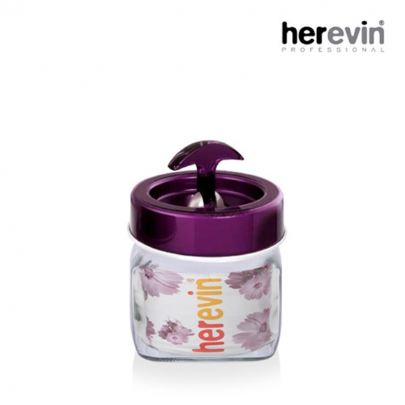 [튀르키예 헤르빈] 베가 핸들 정사각 유리 밀폐용기 1L (퍼플)