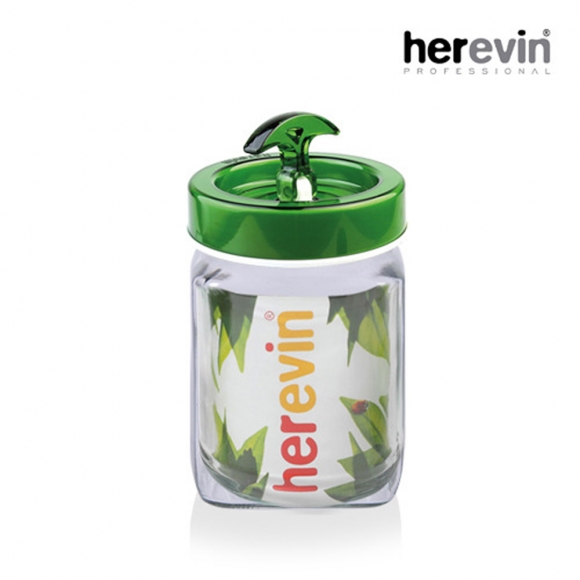 [튀르키예 헤르빈] 베가 핸들 정사각 유리 밀폐용기 2L (그린)