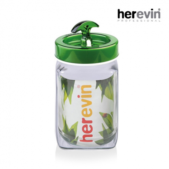 [튀르키예 헤르빈] 베가 핸들 정사각 유리 밀폐용기 3L (그린)