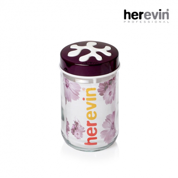 [튀르키예 헤르빈] 퍼즐 원형 유리 밀폐용기 1L (퍼플)