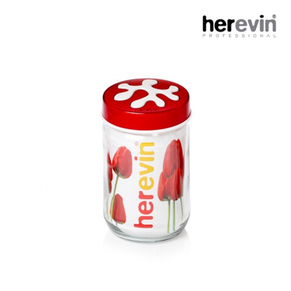 [튀르키예 헤르빈] 퍼즐 원형 유리 밀폐용기 700ml (레드)