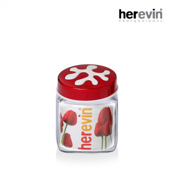 [튀르키예 헤르빈] 퍼즐 정사각 유리 밀폐용기 1.5L (레드)