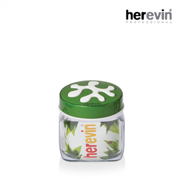 [튀르키예 헤르빈] 퍼즐 정사각 유리 밀폐용기 1L (그린)