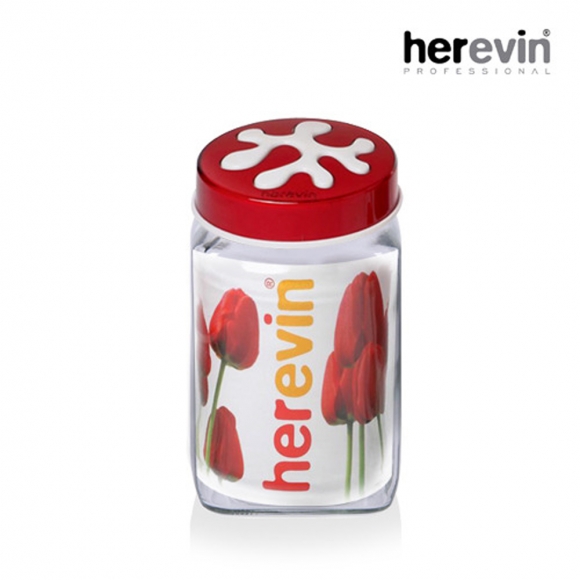 [튀르키예 헤르빈] 퍼즐 정사각 유리 밀폐용기 3L (레드)