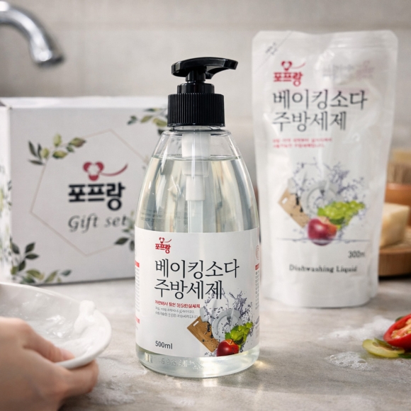 포프랑 베이킹소다 주방세제 세트(500ml 리필300ml)