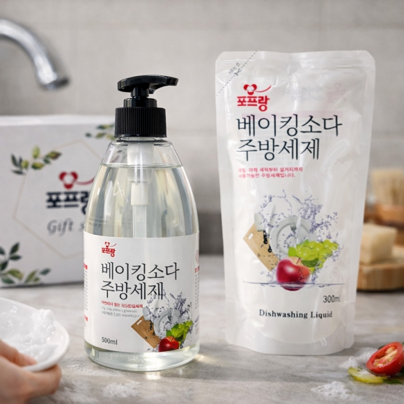 포프랑 베이킹소다 주방세제 세트(500ml 리필300ml)