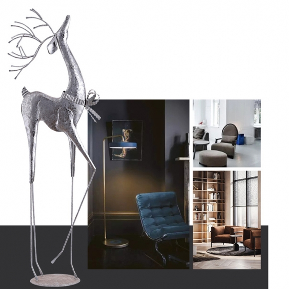 빈티지 실버 사슴 플로어 장식품C-1(106cm)