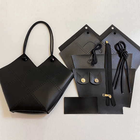 DIY 손바느질 가죽가방 키트(펀칭백) (블랙)