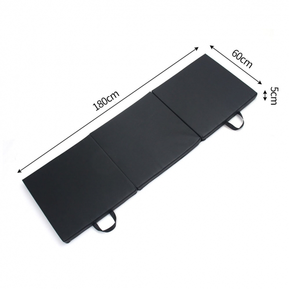 홈트 3단 접이식 헬스 요가매트(180x60x5cm) (블랙)