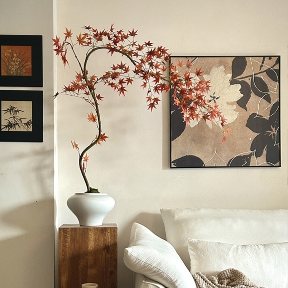 인테리어 수양 붉은 단풍 조화 장식