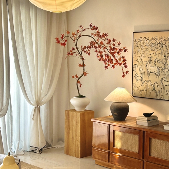 인테리어 수양 붉은 단풍 조화 장식