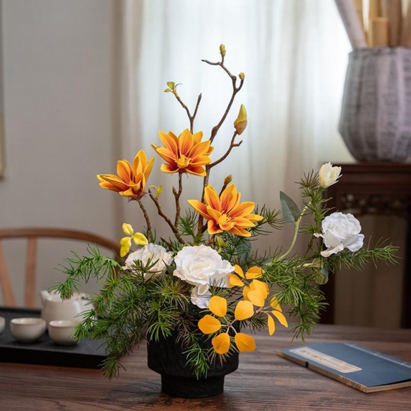 인테리어 오렌지 목련 믹스 조화 장식(색상)