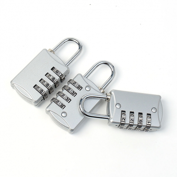 [영달철물] 넘버락 4자리 번호 자물쇠 3p세트(A) (실버)