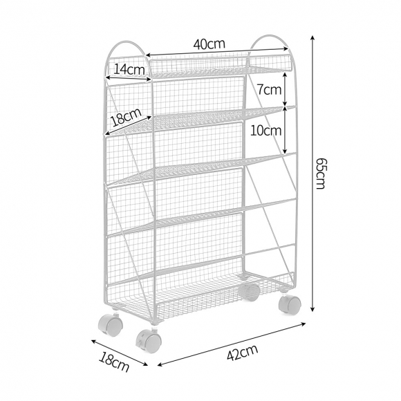홈무드 6단 이동식 북트롤리(화이트)