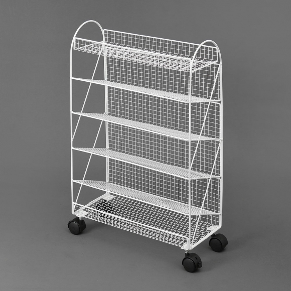 홈무드 6단 이동식 북트롤리(화이트)