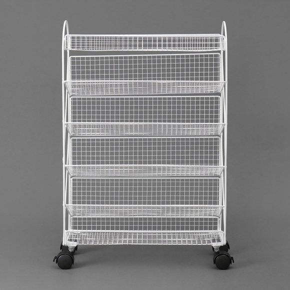 홈무드 6단 이동식 북트롤리(화이트)