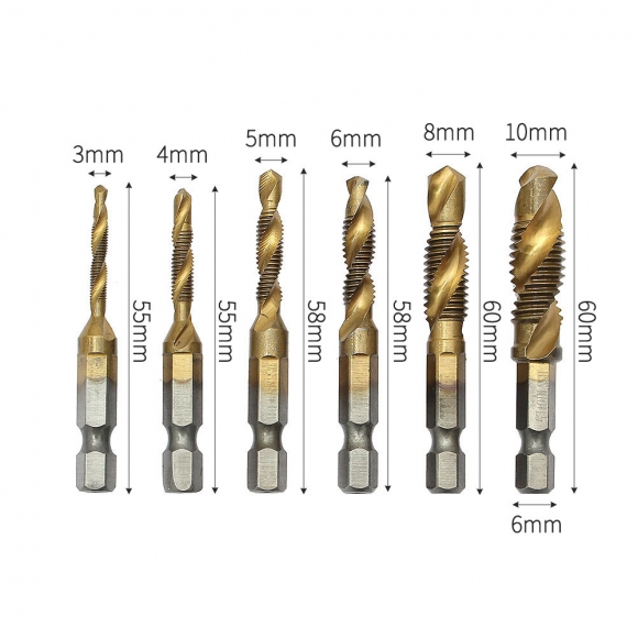 탭핑비트 드릴탭 6종세트(숏타입) (티타늄코팅)