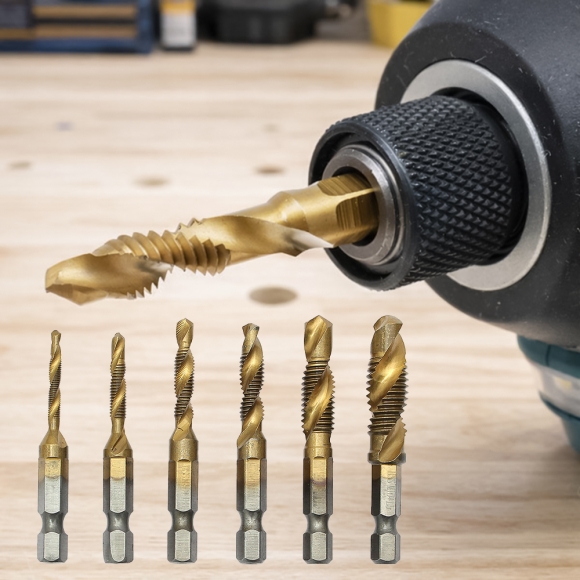 탭핑비트 드릴탭 6종세트(숏타입) (티타늄코팅)