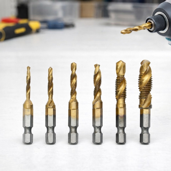 탭핑비트 드릴탭 6종세트(숏타입) (티타늄코팅)