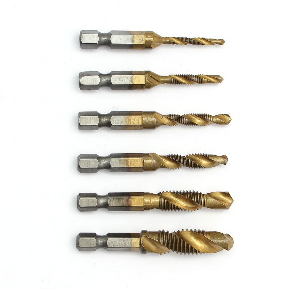 탭핑비트 드릴탭 6종세트(숏타입) (티타늄코팅)