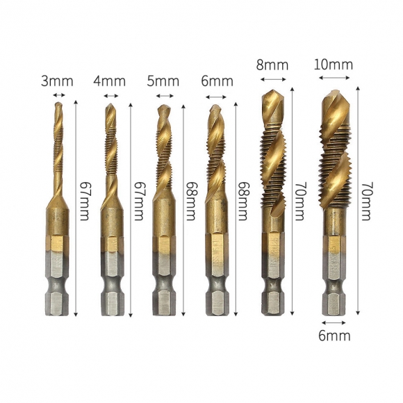 탭핑비트 드릴탭 6종세트(롱타입) (티타늄코팅)