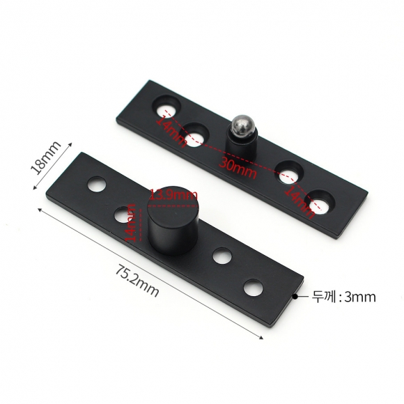 [영달철물] 제로스핀 360도 회전 스텐 경첩(블랙) (75.2mm)