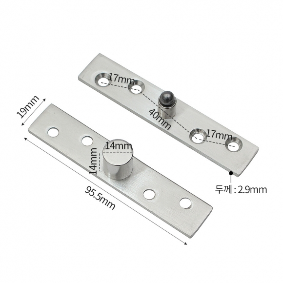 [영달철물] 제로스핀 360도 회전 스텐 경첩(실버) (95.5mm)