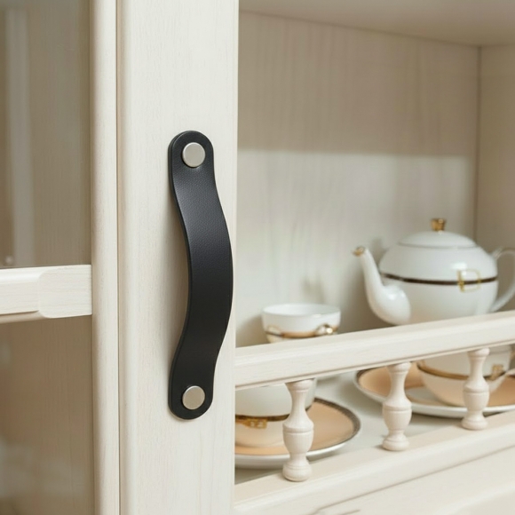 레더룸 가죽 가구 손잡이 2세트(128mm) (모던 블랙)