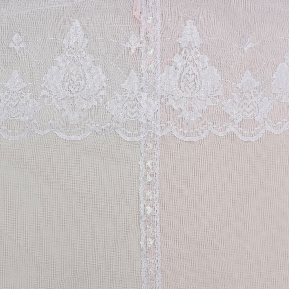 [리빙피스] 레이스 커튼형 침대 모기장 (120x200cm) (핑크)