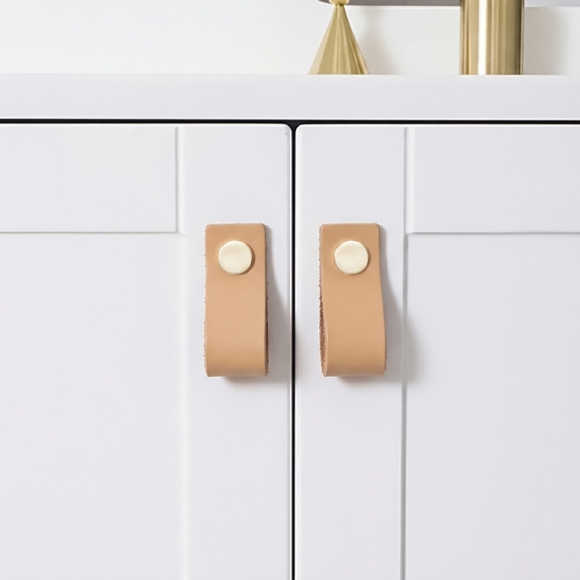 레더룸 가죽 가구 손잡이 3세트(1구) (스퀘어 베이지)