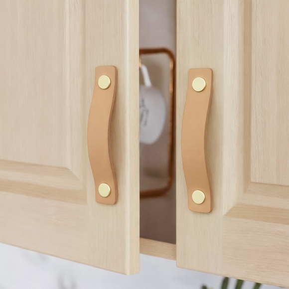 레더룸 가죽 가구 손잡이 2세트(128mm) (스퀘어 베이지)