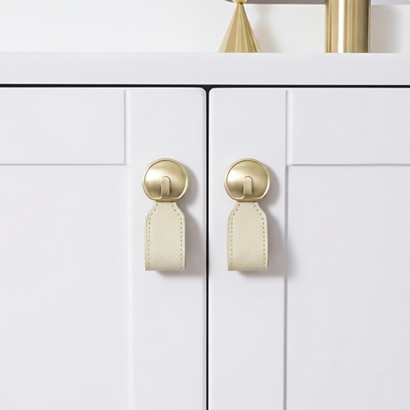 레더룸 가죽 가구 손잡이 3세트(1구) (커브 베이지)