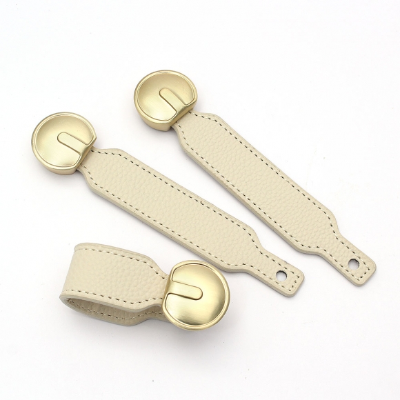 레더룸 가죽 가구 손잡이 3세트(1구) (커브 베이지)