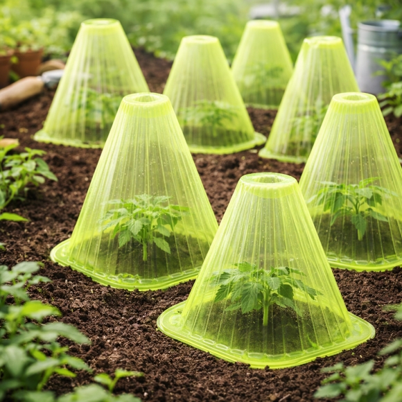 쑥쑥 식물 모종 보호 커버 50p세트(22cm) (그린 고깔)