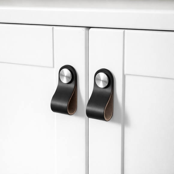 레더룸 가죽 가구 손잡이 4세트(1구) (모던 블랙)