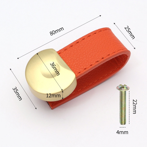 레더룸 가죽 가구 손잡이 3세트(1구) (링 오렌지)