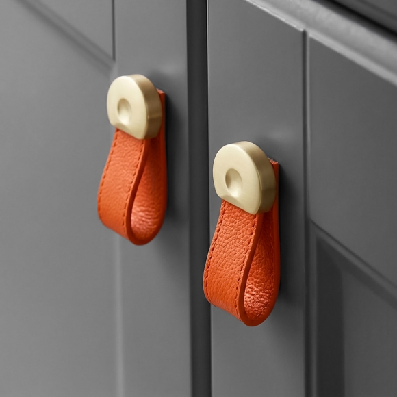 레더룸 가죽 가구 손잡이 3세트(1구) (링 오렌지)