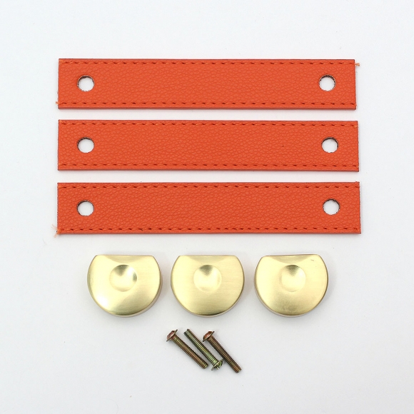 레더룸 가죽 가구 손잡이 3세트(1구) (링 오렌지)