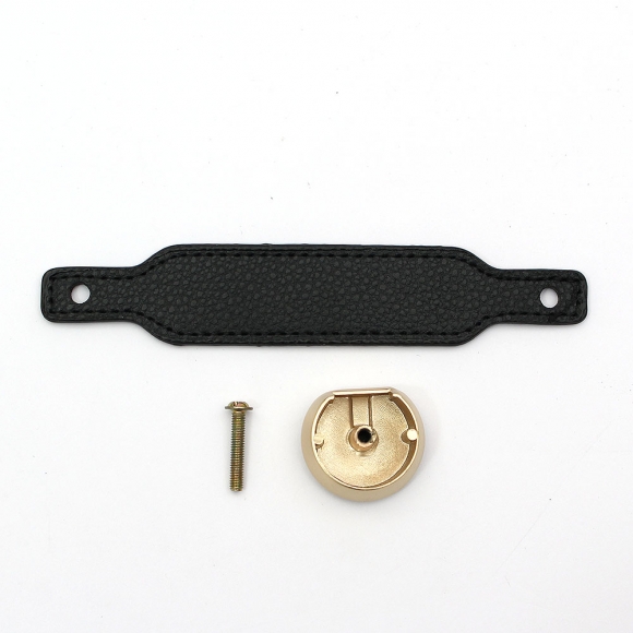 레더룸 가죽 가구 손잡이 3세트(1구) (커브 블랙)