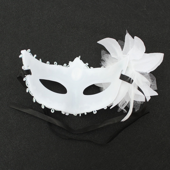 가면무도회 베네치안 깃털 가면(화이트)