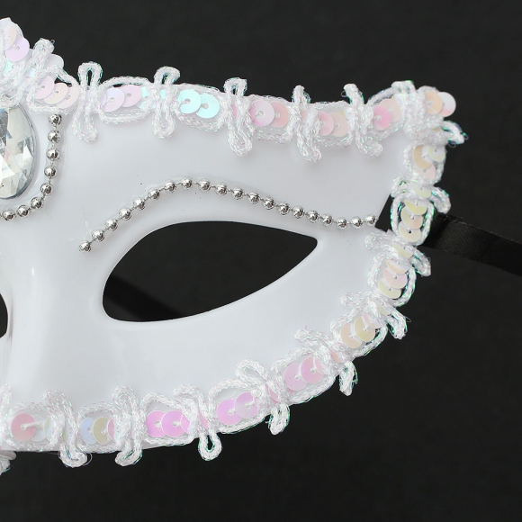 가면무도회 베네치안 깃털 가면(화이트)