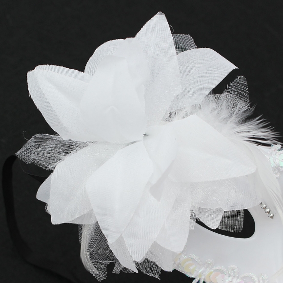 가면무도회 베네치안 깃털 가면(화이트)