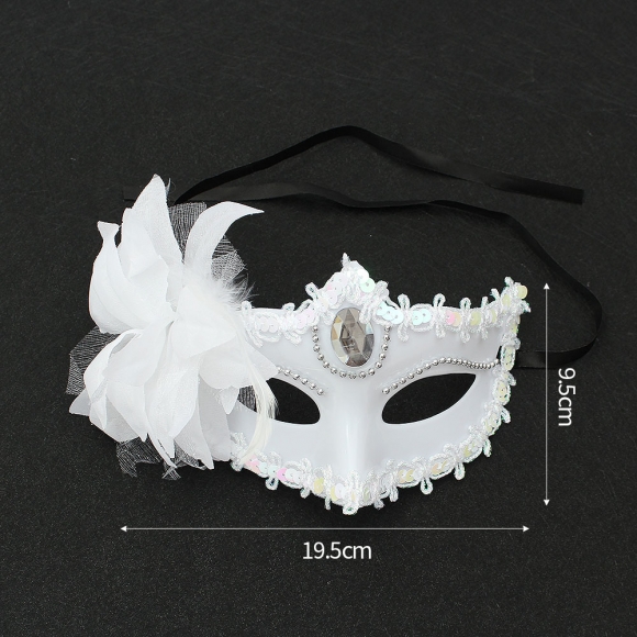 가면무도회 베네치안 깃털 가면(화이트)