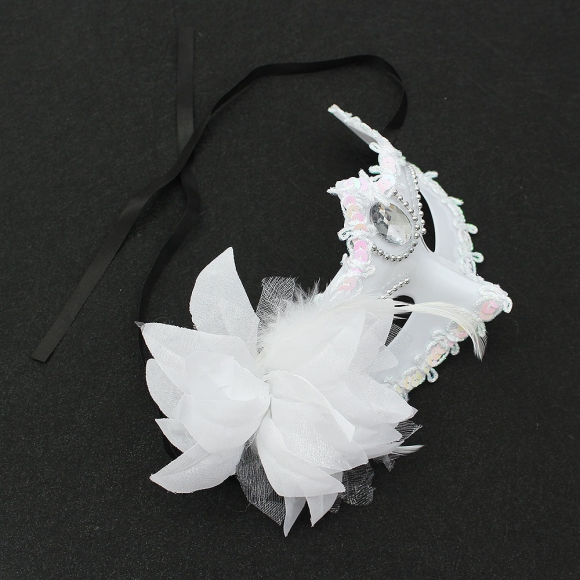 가면무도회 베네치안 깃털 가면(화이트)