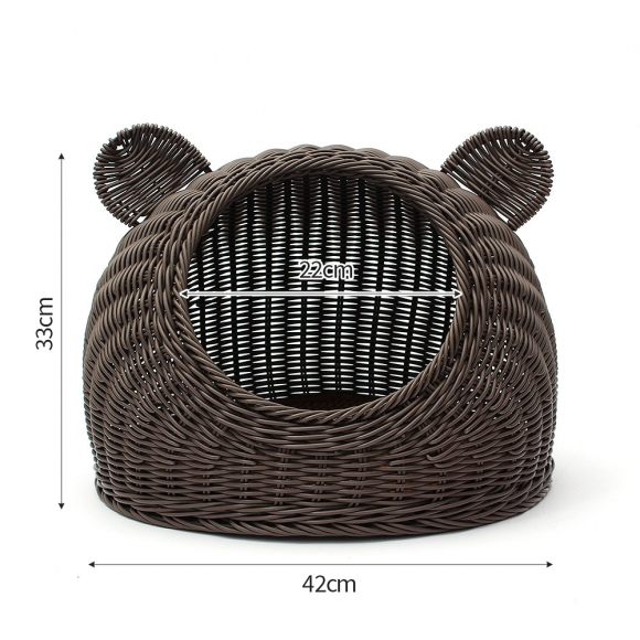 고양이 라탄패턴 숨숨집(중형묘) (커피)