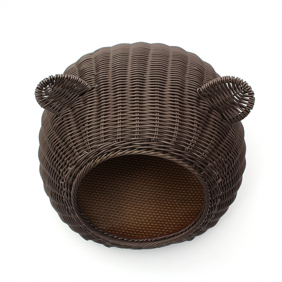 고양이 라탄패턴 숨숨집(중형묘) (커피)